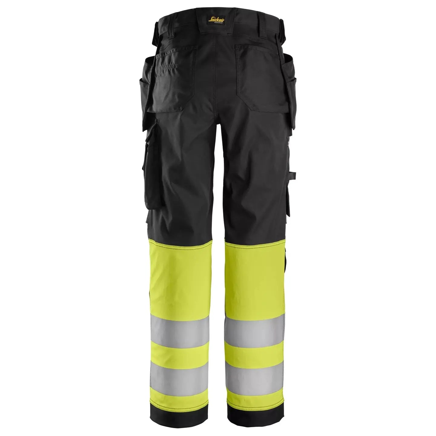 SNICKERS 6734 HIGH-VIS STRETCH DAMEBUKS MED HYLSTERLOMMER, KLASSE 1